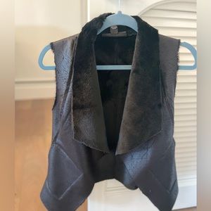 Faux leather and fur vest